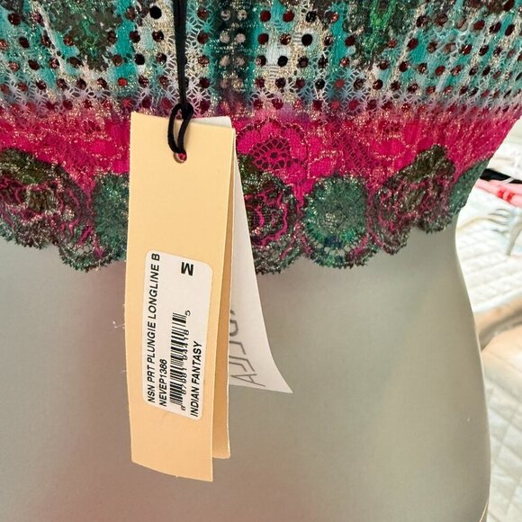 Cosabella Never Say Never Printed Curvy Plungie Longline Bralette Size M - Picture 6 of 7